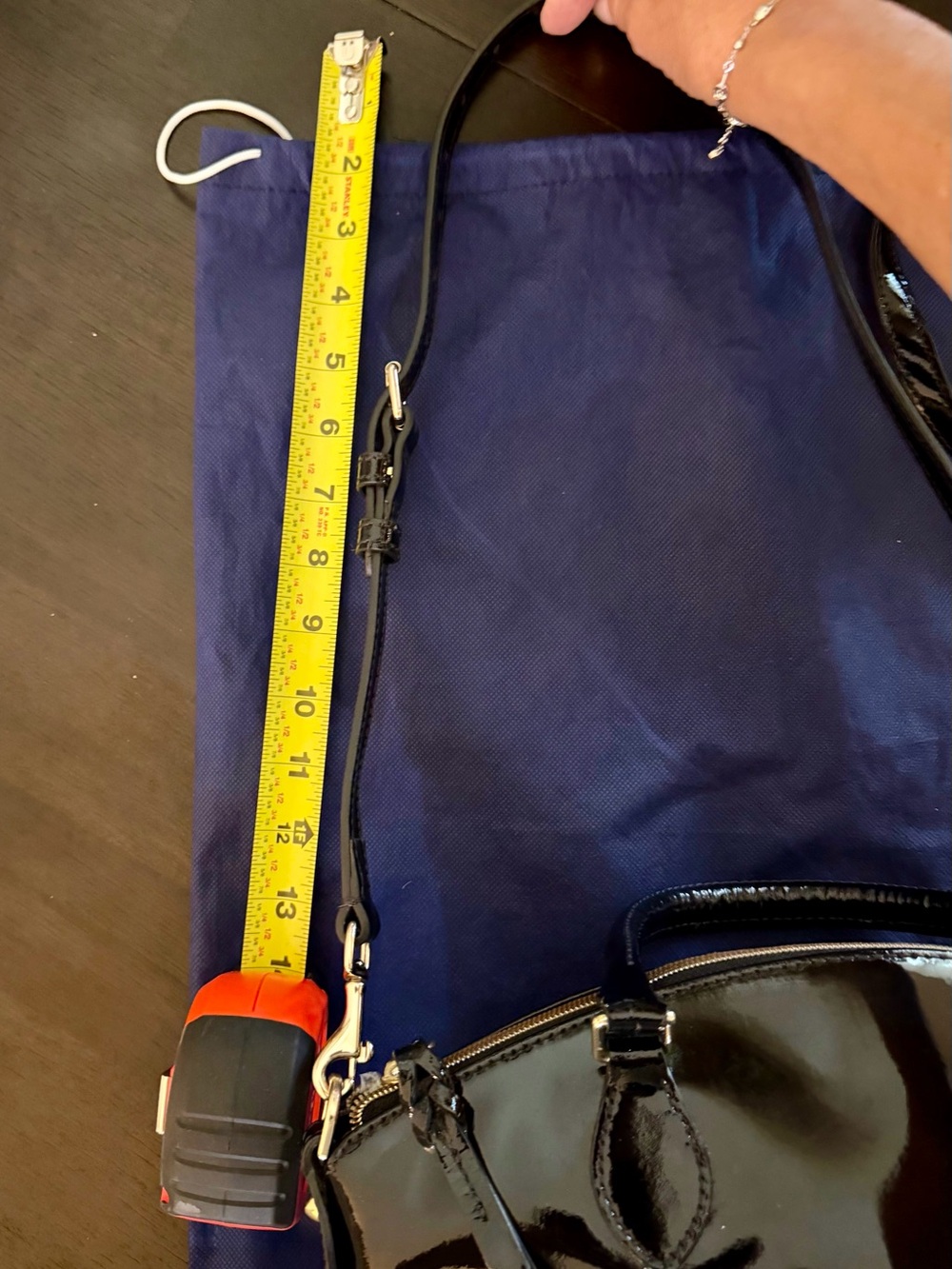 Dooney & Bourke Black Patent Leather Dome Satchel with Crossbody Strap - Picture 10 of 12